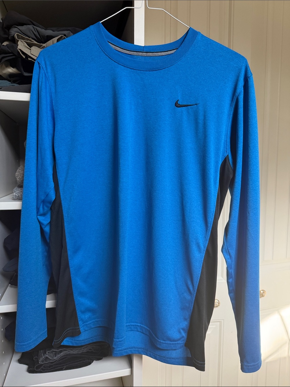 Nike Blue and Black Long Sleeve Performance Top